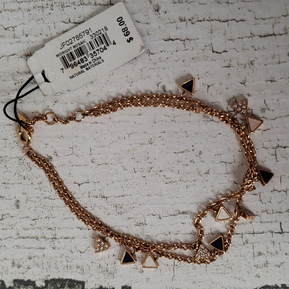 Fossil Midnight Mosaic geometric coppertone bracelet 7 inch NEW